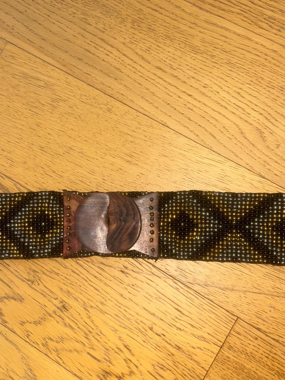 Handcrafted Beaded Brown Geometric women Belt